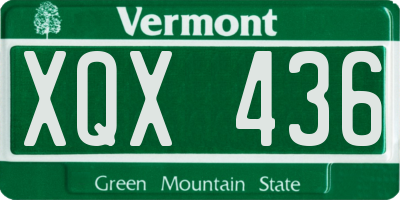 VT license plate XQX436