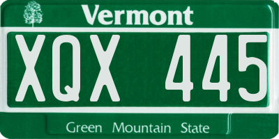 VT license plate XQX445