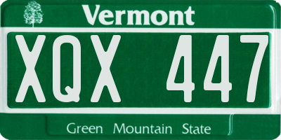 VT license plate XQX447