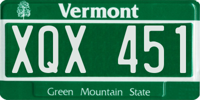 VT license plate XQX451