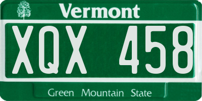 VT license plate XQX458