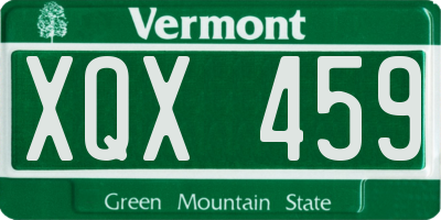 VT license plate XQX459