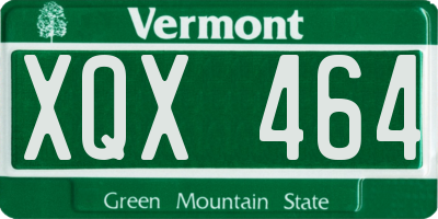 VT license plate XQX464