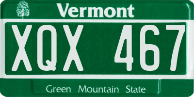 VT license plate XQX467