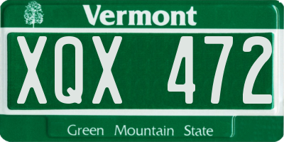 VT license plate XQX472