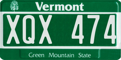 VT license plate XQX474