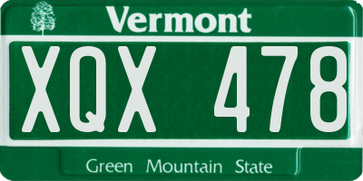 VT license plate XQX478