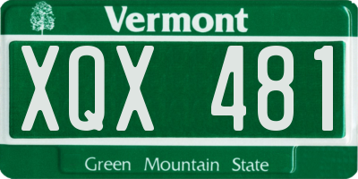 VT license plate XQX481