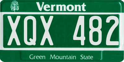 VT license plate XQX482