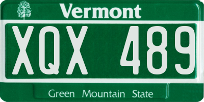 VT license plate XQX489