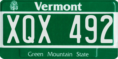 VT license plate XQX492