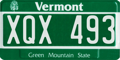VT license plate XQX493