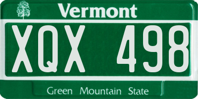 VT license plate XQX498
