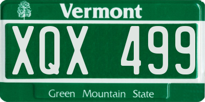 VT license plate XQX499