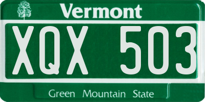 VT license plate XQX503
