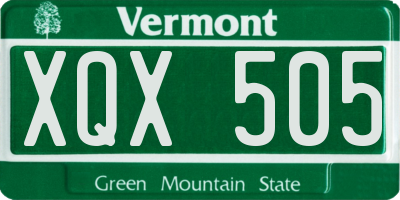 VT license plate XQX505