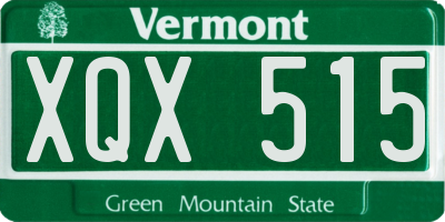 VT license plate XQX515