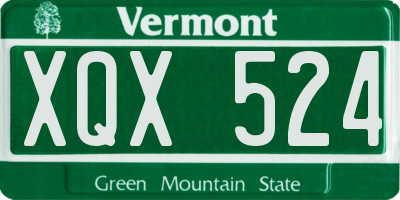 VT license plate XQX524