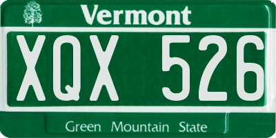 VT license plate XQX526