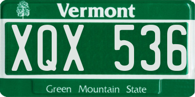 VT license plate XQX536