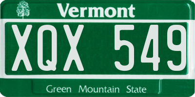 VT license plate XQX549