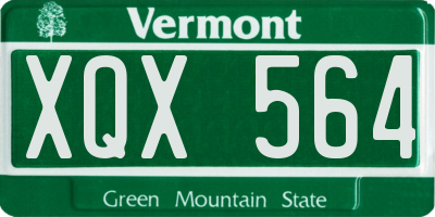 VT license plate XQX564
