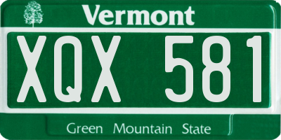 VT license plate XQX581