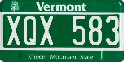 VT license plate XQX583