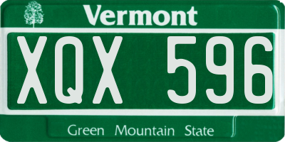 VT license plate XQX596