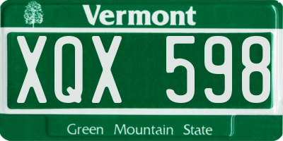 VT license plate XQX598
