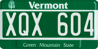 VT license plate XQX604
