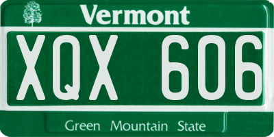 VT license plate XQX606