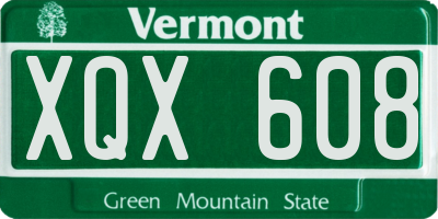VT license plate XQX608