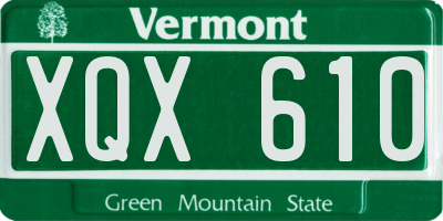 VT license plate XQX610