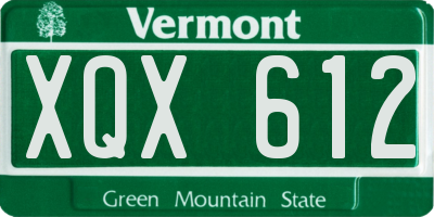 VT license plate XQX612