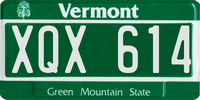 VT license plate XQX614