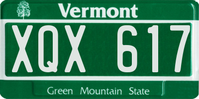 VT license plate XQX617
