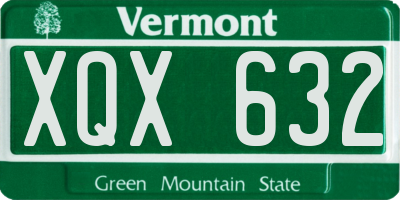 VT license plate XQX632