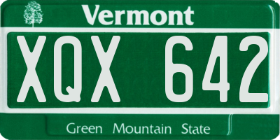 VT license plate XQX642