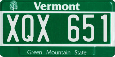 VT license plate XQX651