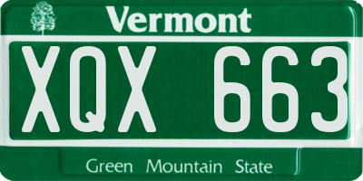 VT license plate XQX663