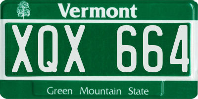 VT license plate XQX664