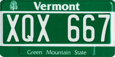VT license plate XQX667
