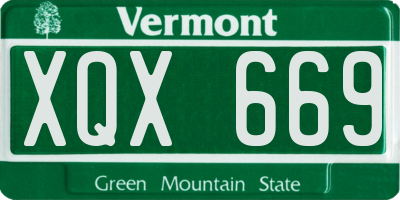 VT license plate XQX669