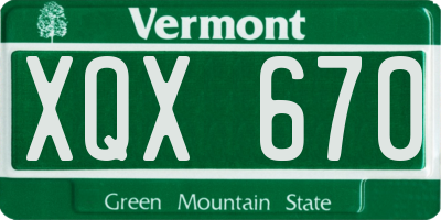 VT license plate XQX670