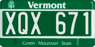 VT license plate XQX671