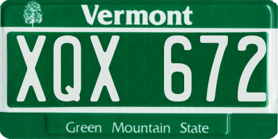 VT license plate XQX672