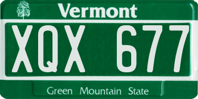 VT license plate XQX677