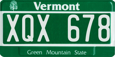 VT license plate XQX678