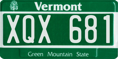 VT license plate XQX681